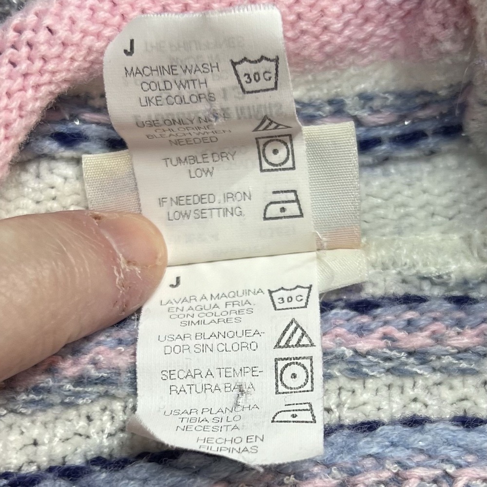 Vtg B.T. Kids Girls 2T Sweater Pastel Stripe Pink‎ Heart Appliqué Pullover Y2K - Picture 7 of 7